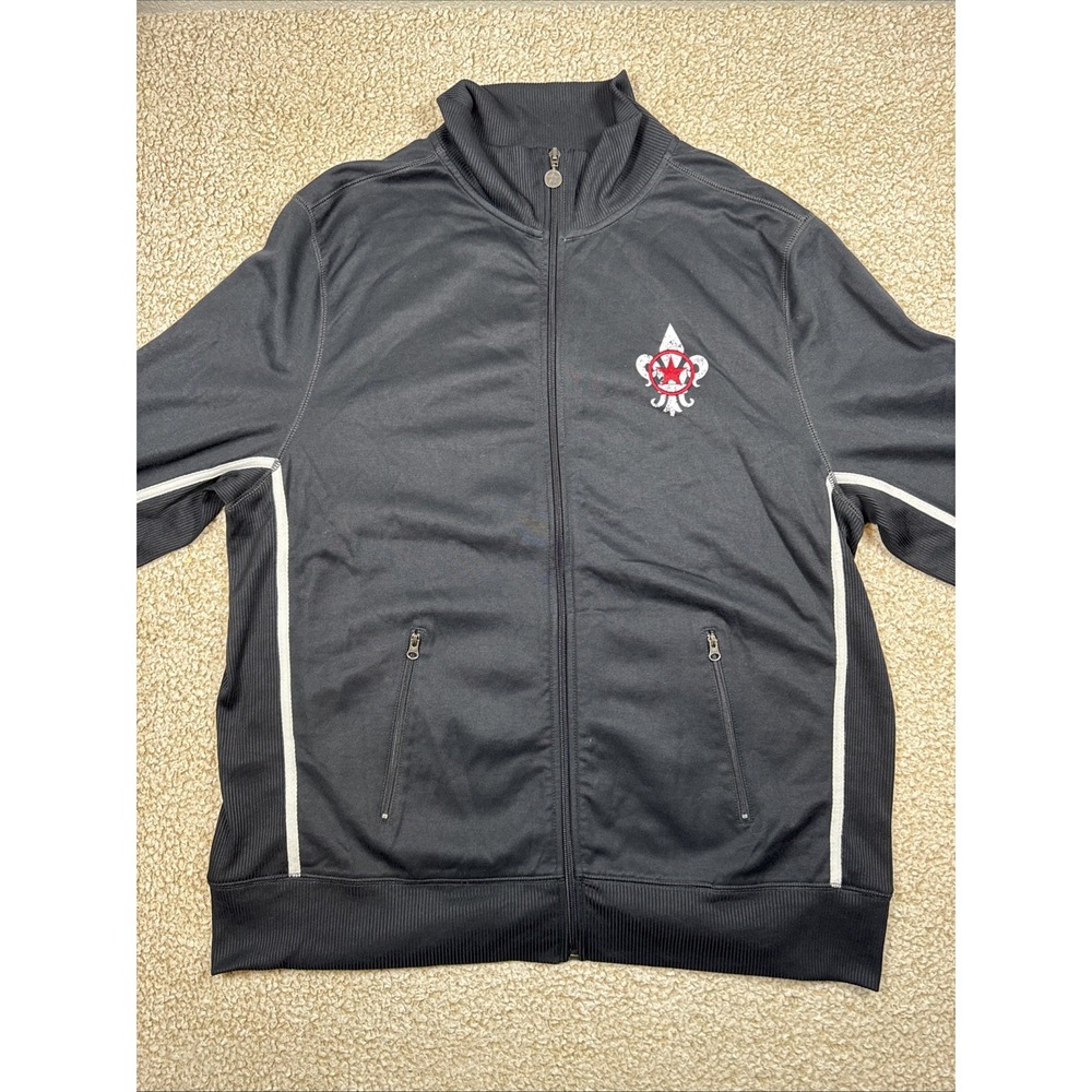Converse Full Zip Jacket Men's XXL Black Embroidered Logo Fleur-De-Lis
